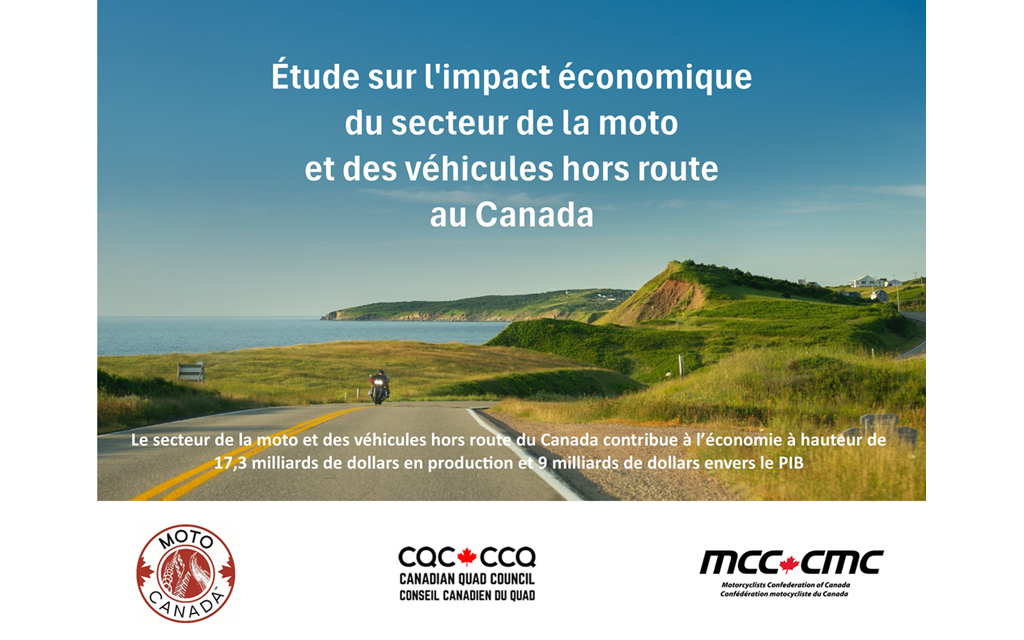 Le secteur de la moto et des véhicules hors route du Canada contribue à l’économie à hauteur de 17,3 milliards de dollars en production et 9 milliards de dollars envers le PIB